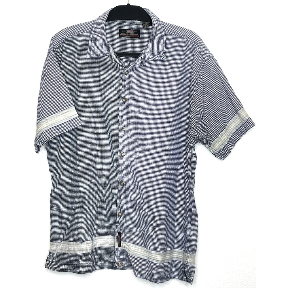 Cold Wear Mens Shirt Gingham Check Stripe Button Down XL Blue